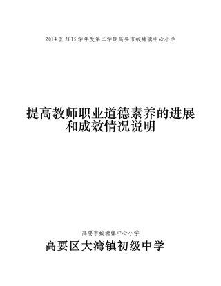 2016提高教师职业道德素养的进展和成效情况说明