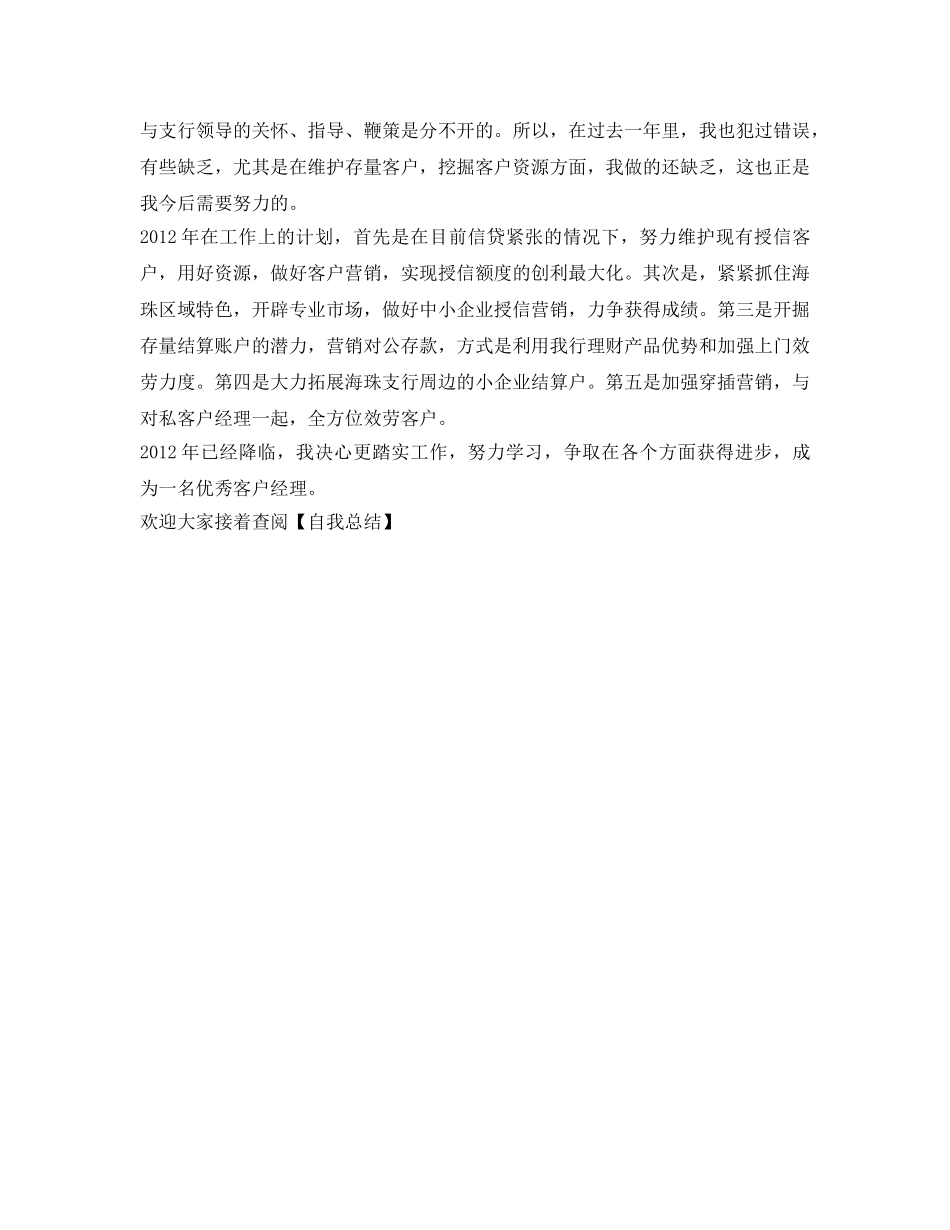 客户经理的自我参考总结（通用） _第2页
