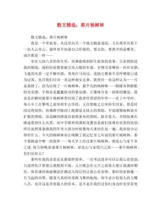 散文精选那片杨树林 