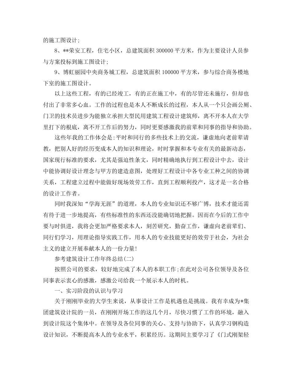 建筑设计工作年终参考总结模板五篇2024 _第2页