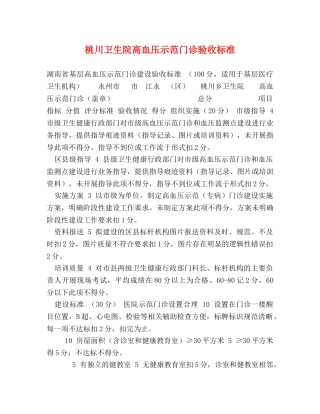 桃川卫生院高血压示范门诊验收标准 