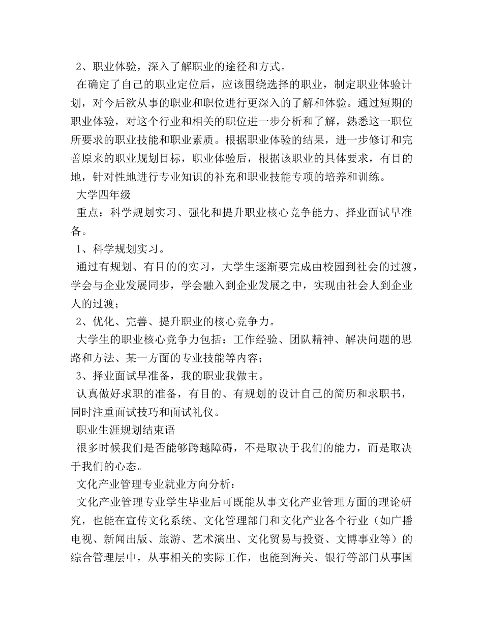 文化产业管理专业职业规划书 _第3页