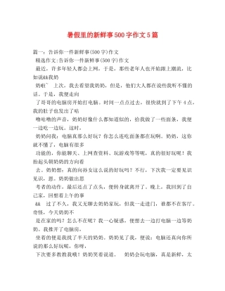 暑假里的新鲜事500字作文5篇 