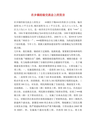 在乡镇经验交流会上的发言2 