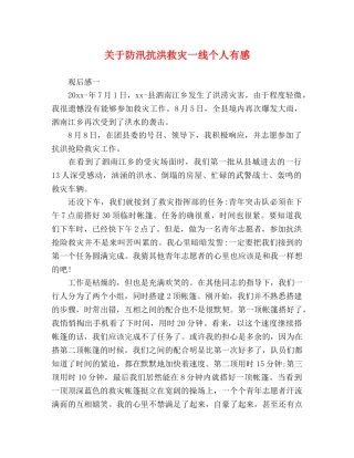 关于防汛抗洪救灾一线个人有感 