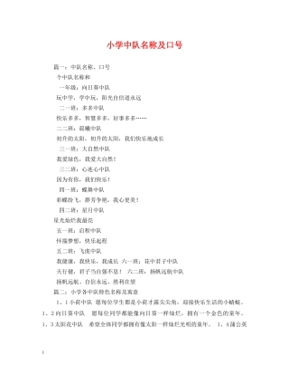 小学中队名称及口号2 