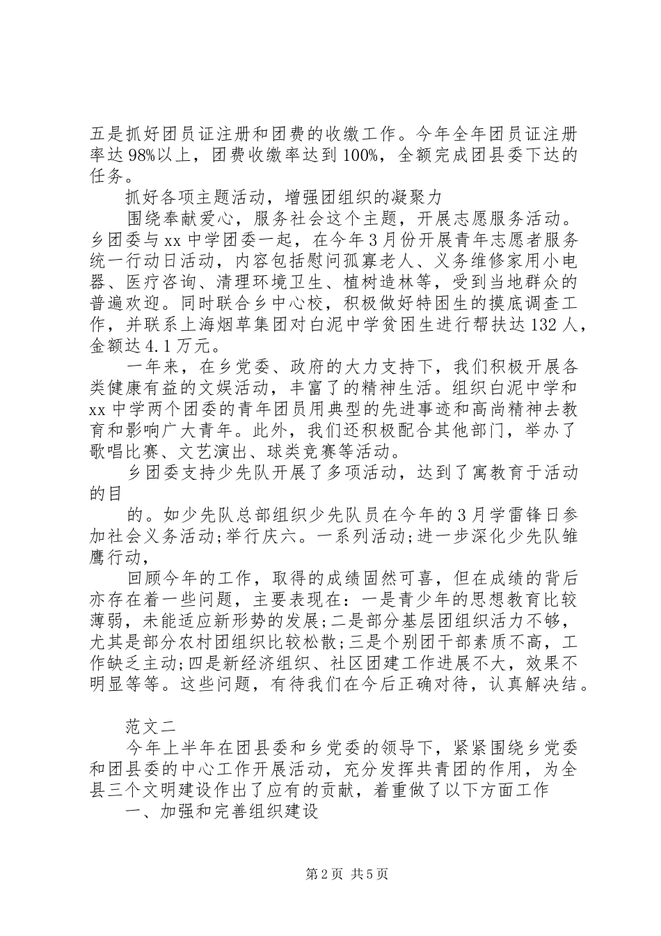 XX年乡团委工作总结_第2页