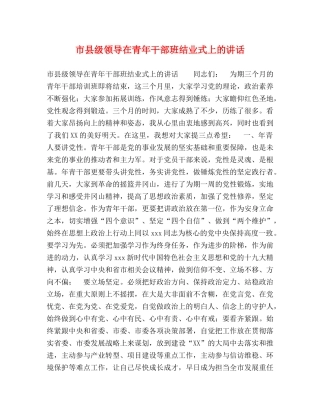 市县级领导在青年干部班结业式上的讲话 
