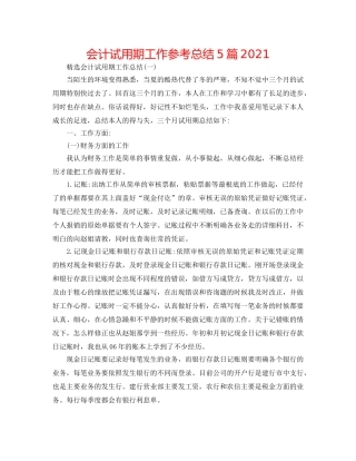 会计试用期工作参考总结5篇2024 