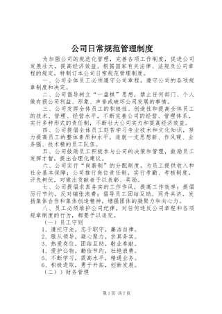 公司日常规范管理制度