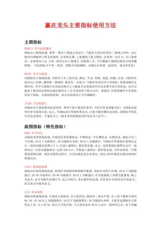 赢在龙头主要指标使用方法