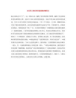 企业员工我们的价值观演讲稿范文 