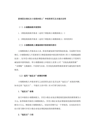 小规模纳税人申报表填写说明-文档