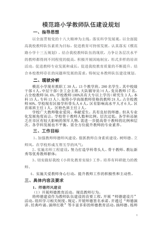 小学教师队伍建设规划