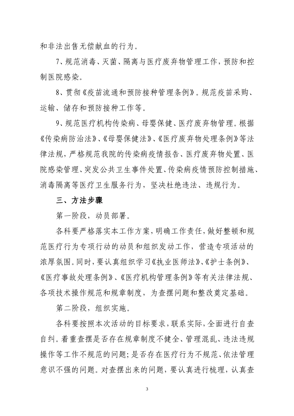 医院规范医疗行为工作方案_第3页