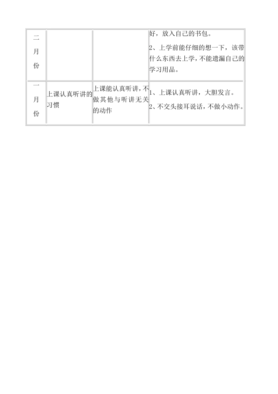 一年级学生学习习惯养成计划_第3页