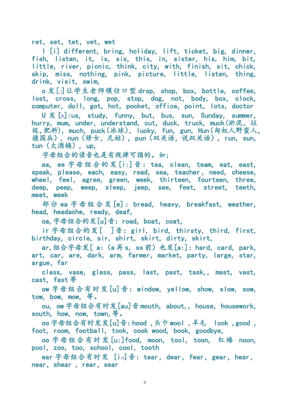 英语自然拼读法及自然拼读练习表(修订版)3_第3页