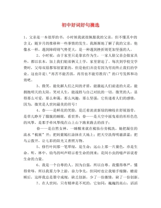 初中好词好句摘选 