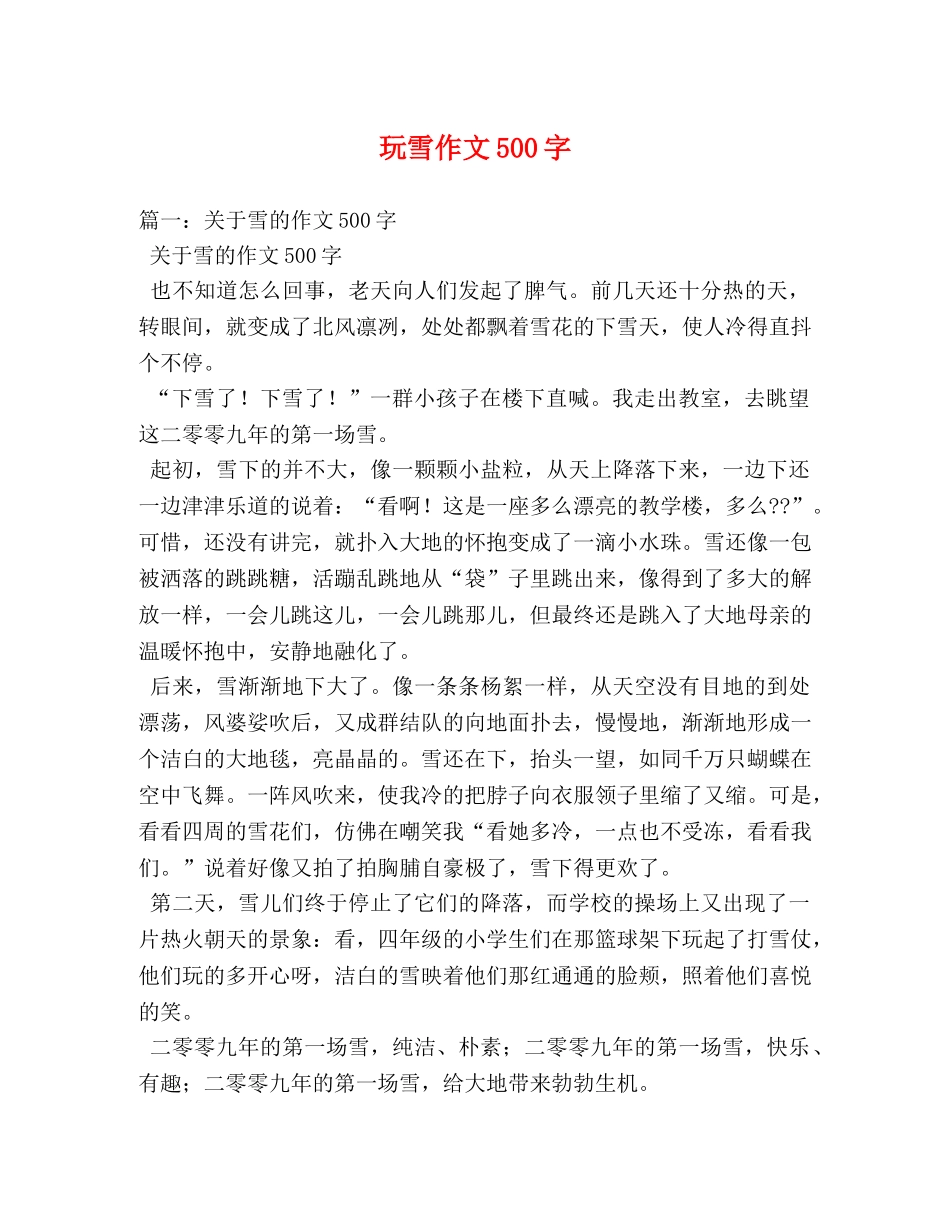 玩雪作文500字 _第1页