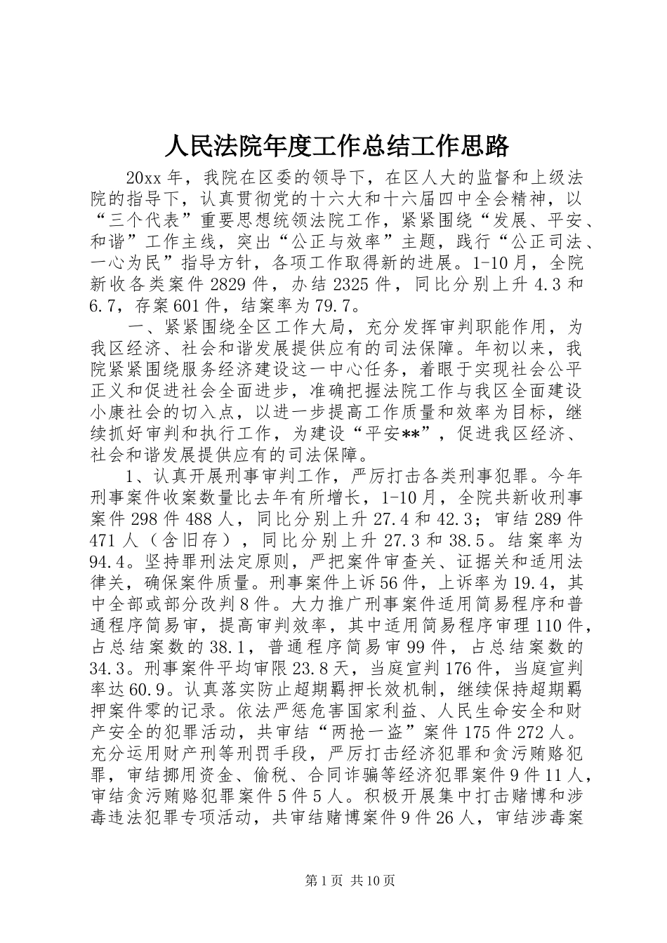 人民法院年度工作总结工作思路_第1页