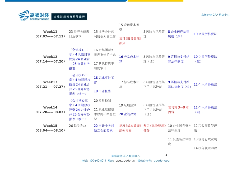 一位CPA考生的15周学习计划表_第3页