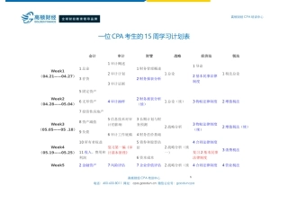 一位CPA考生的15周学习计划表
