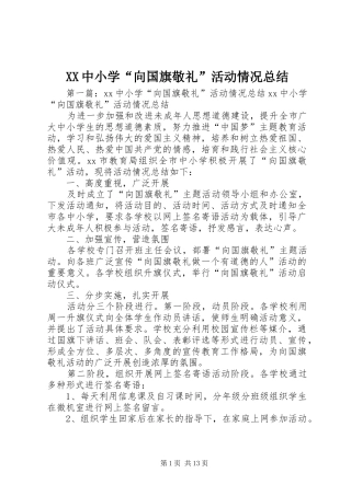 XX中小学“向国旗敬礼”活动情况总结