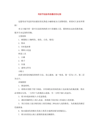 母亲节送给母亲最好的礼物 