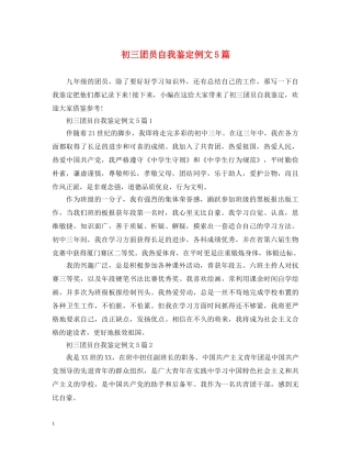 初三团员自我鉴定例文5篇 