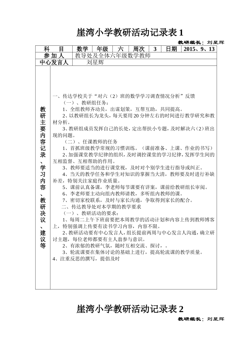 小学教研活动记录表_第2页