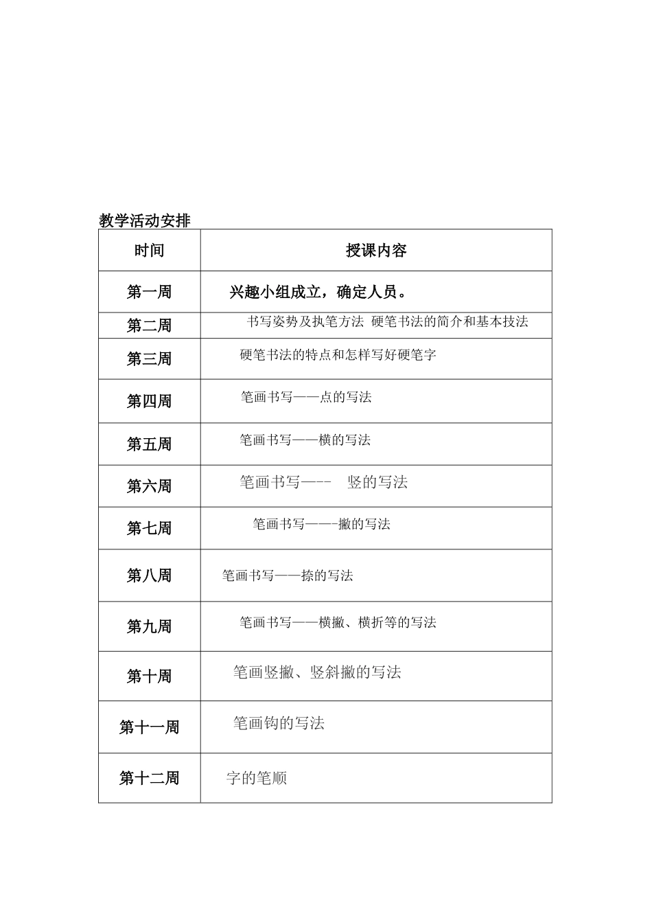 一年级铅笔书法兴趣小组活动计划_第2页