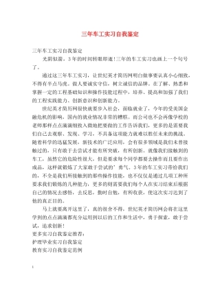 三年车工实习自我鉴定 (2) 
