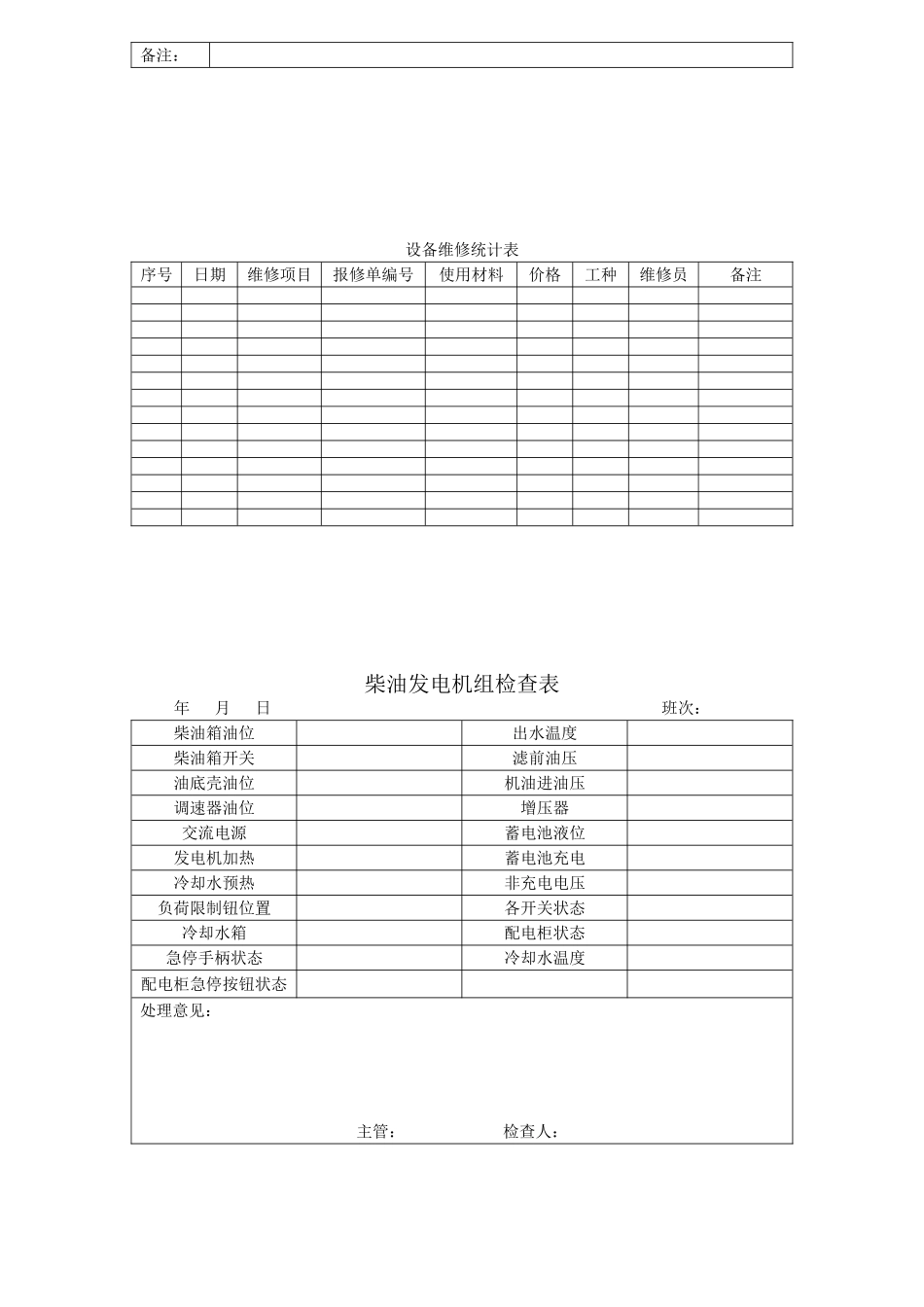 星级酒店工程部各项表格_第3页