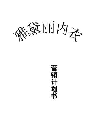 雅黛丽内衣营销计划书