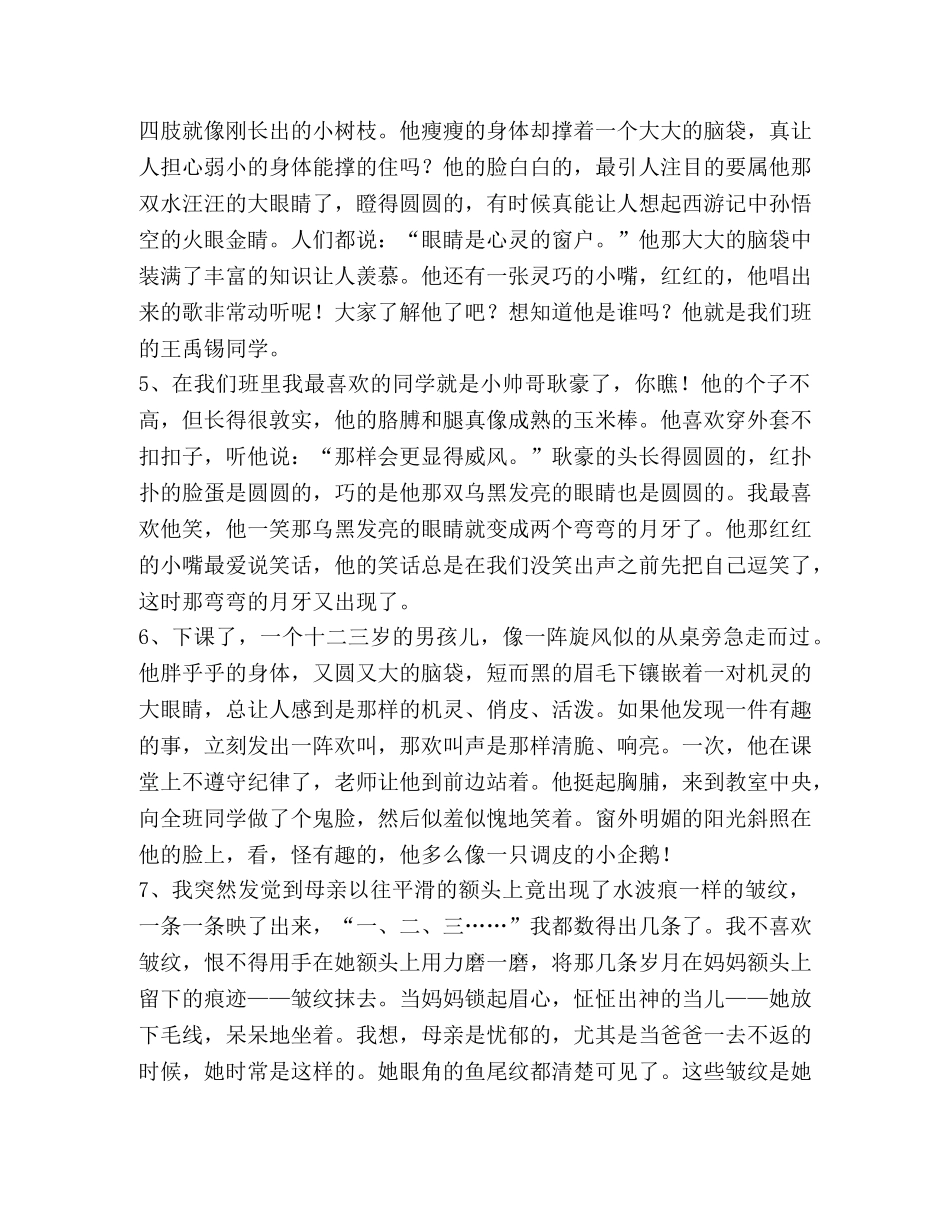 人物外貌描写片段300字 _第2页