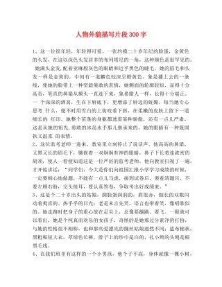 人物外貌描写片段300字 