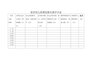 幼儿园课间操评分表