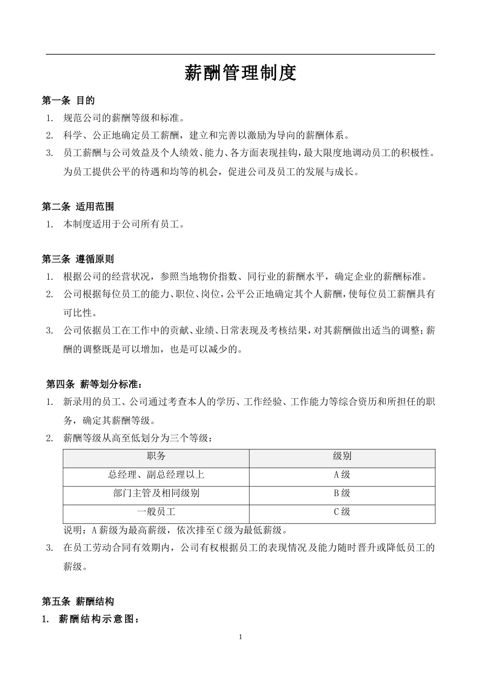 薪酬管理制度及表格_第1页