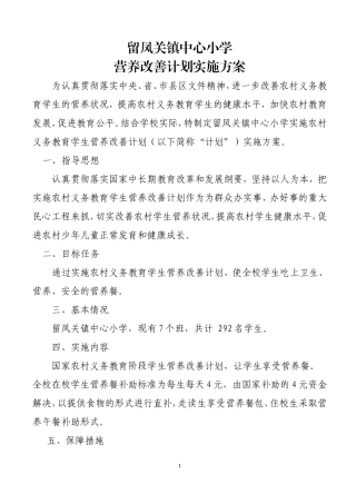 营养改善计划实施方案