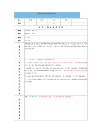 学困生转化情况记录表