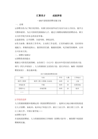 校园招聘方案