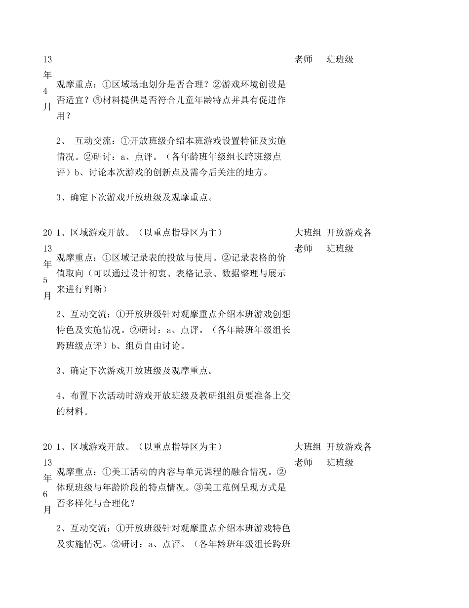 幼儿园区域游戏活动教研计划(精)_第3页