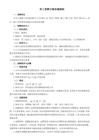 员工内部竞聘方案实施细则
