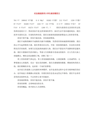 纪念搞战胜利小学生演讲稿范文 