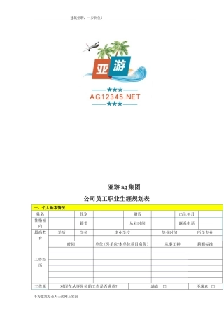 亚游ag集团公司员工职业生涯规划表