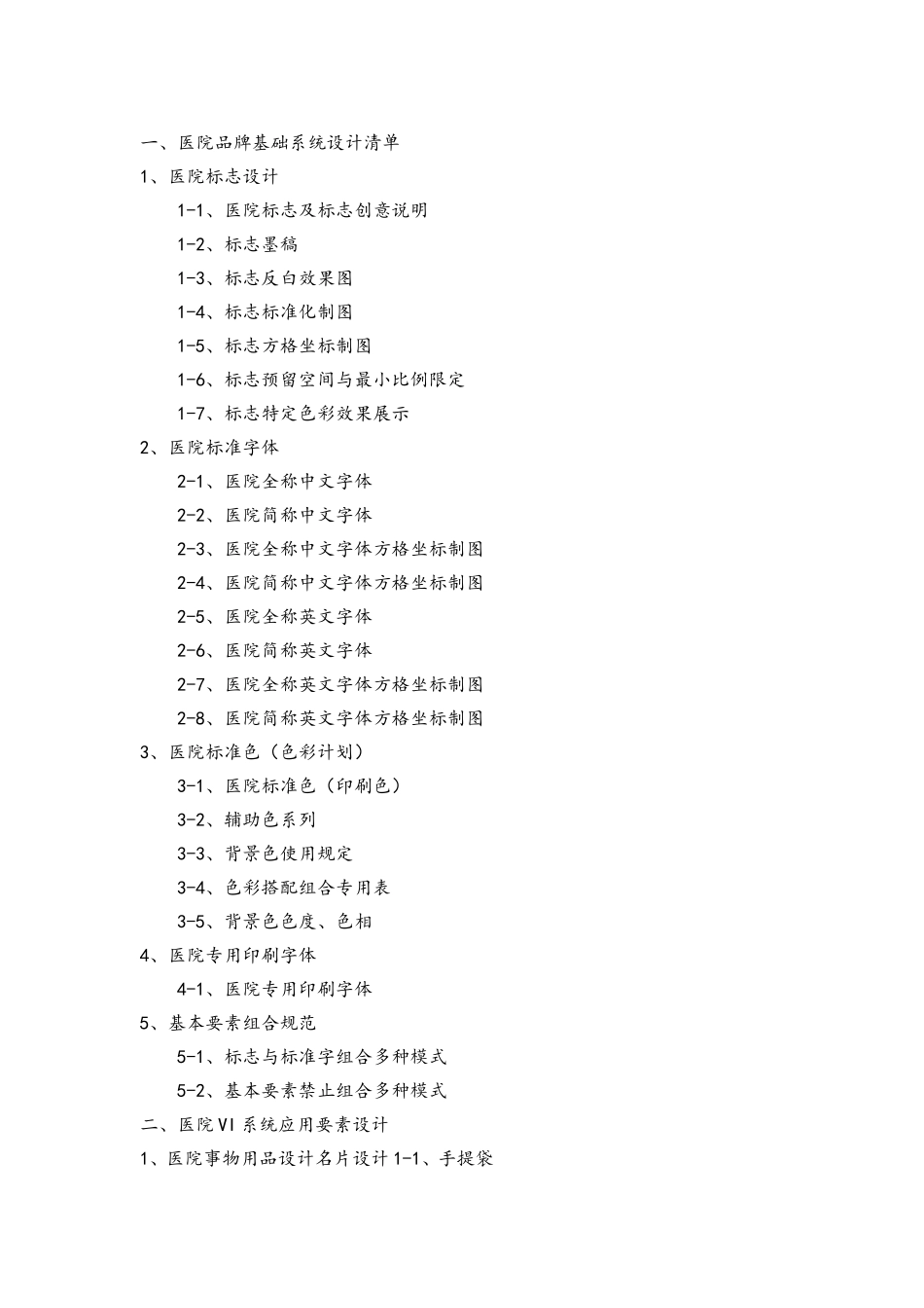 医院VI设计项目清单_第1页