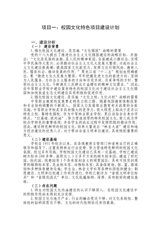 校园文化特色项目建设计划