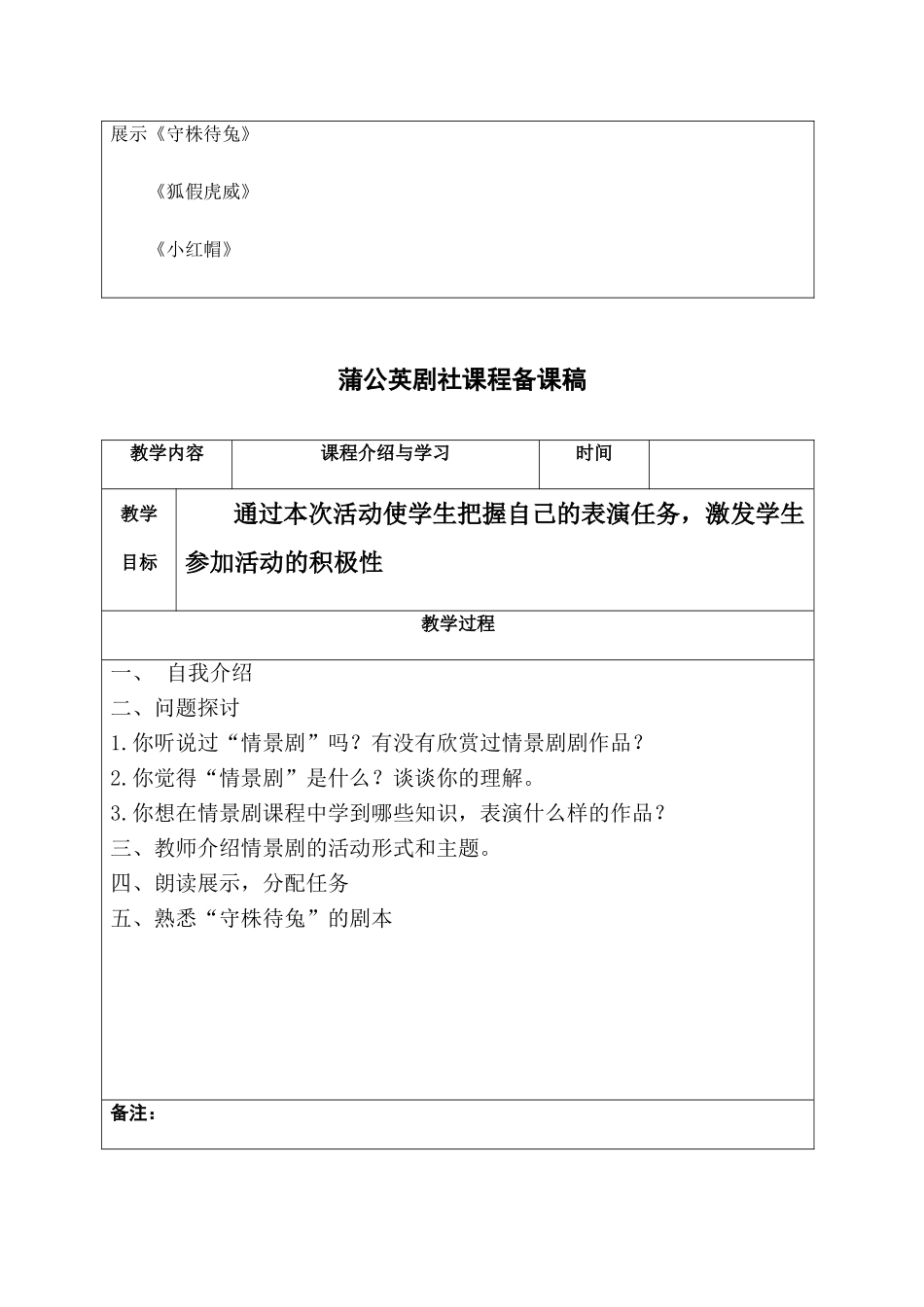 小学话剧课本剧兴趣小组社团教学设计_第2页