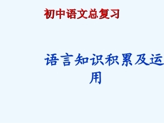 中考语文总复习 语言知识积累及运用课件