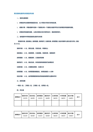 英文演讲比赛评分标准及评分表